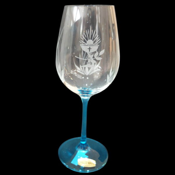 Verre de communion à pied Bleu avec Calice