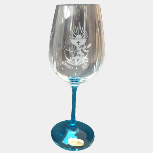 Verre de communion à pied Bleu avec Calice